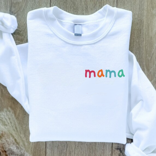 Colourful 'mama' Script Sweatshirt 5 Mama jumper in White
