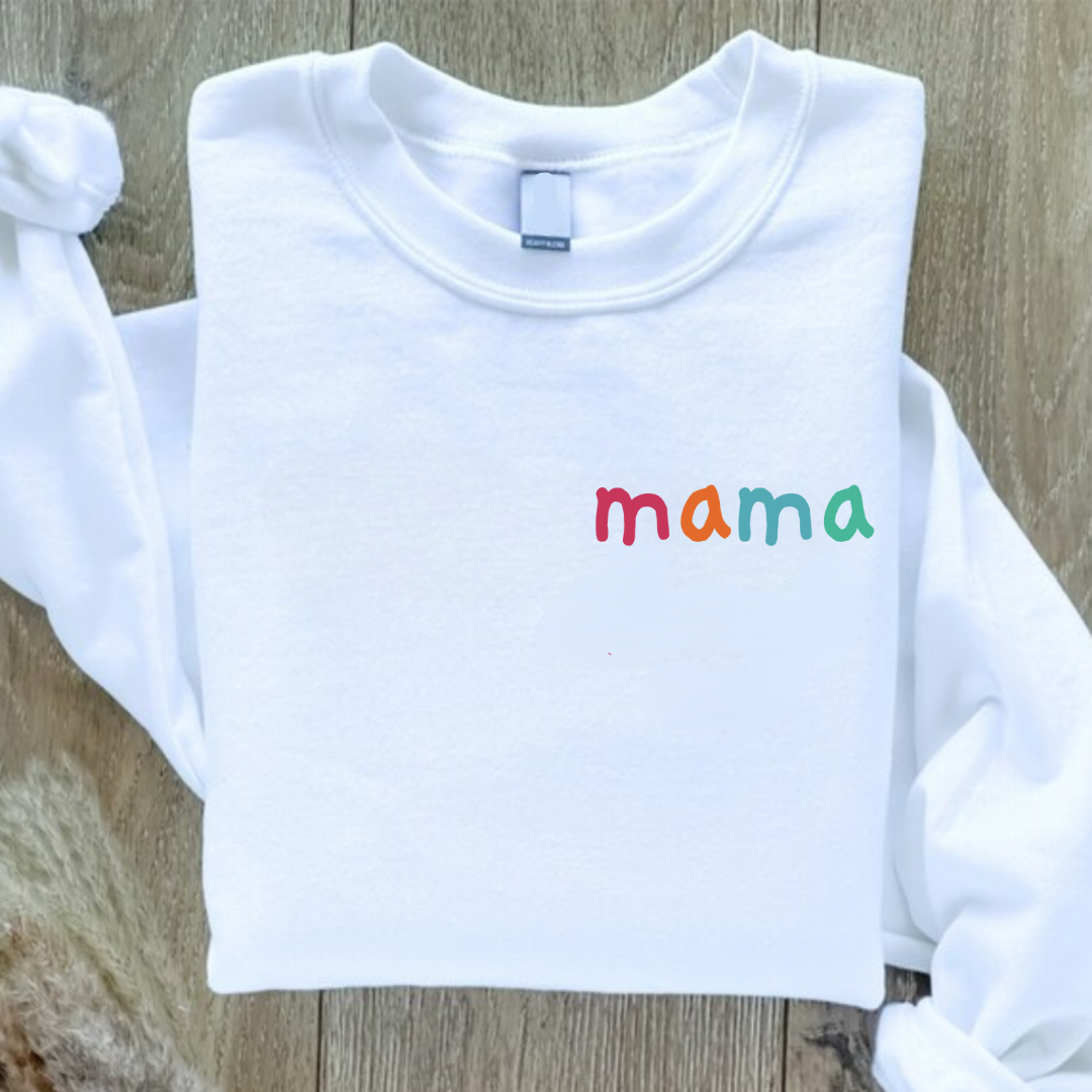 Colourful 'mama' Script Sweatshirt 3 Mama jumper in White