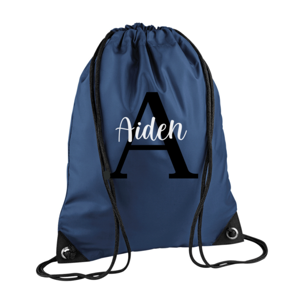 Personalised Drawstring Bag with Initial and Name 6 8 3