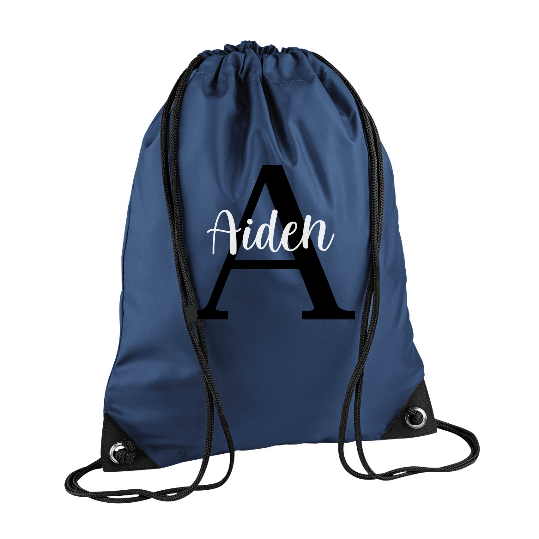 Personalised Drawstring Bag with Initial and Name 3 Personalised Drawstring Bag with Initial and Name - Image 3