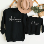 Autumn Vibes Cosy Duo Black Sweatshirts 🍂👩👧🍁 5 Autumn Vibes Mama Matching Mini - Mamazing