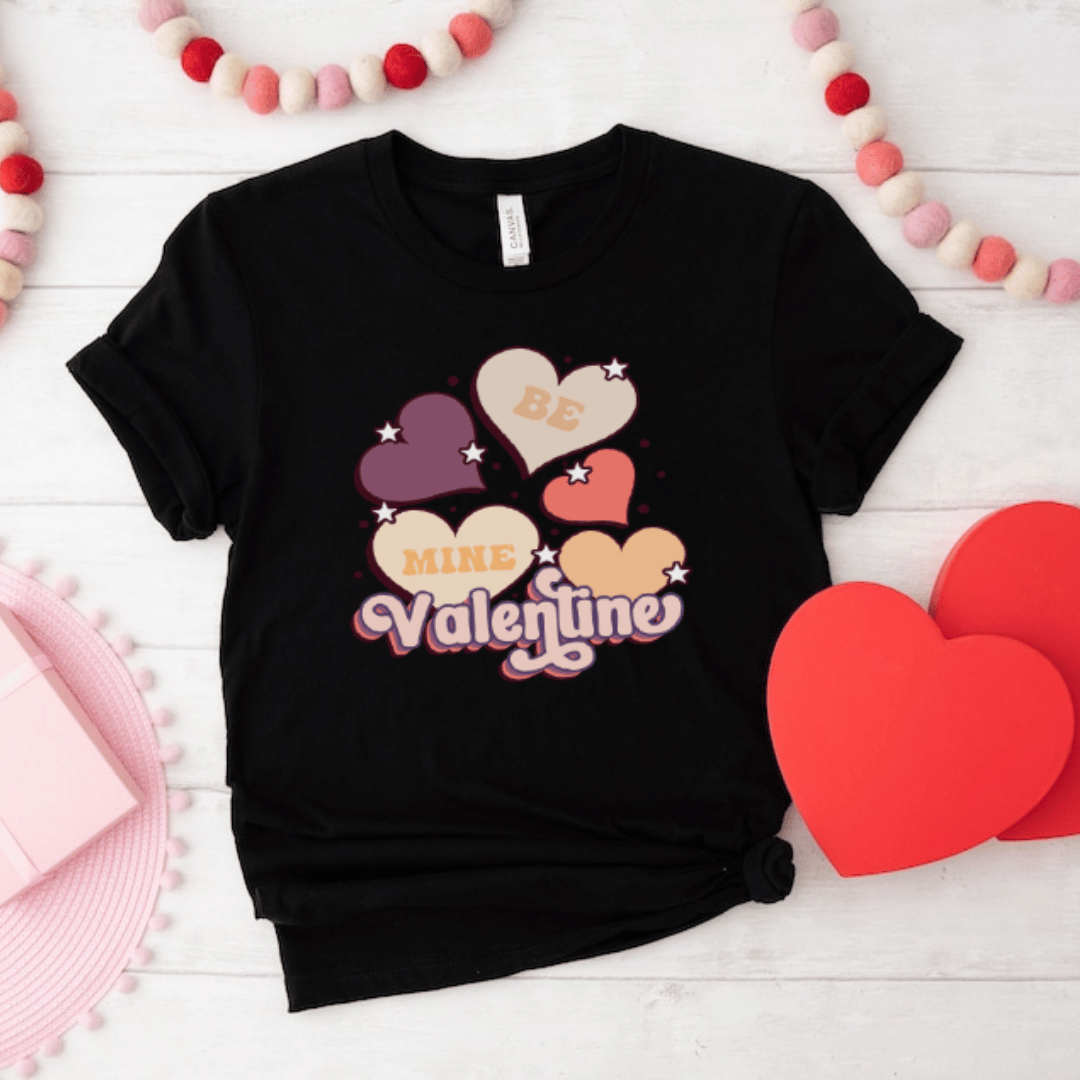 Sweetheart Candy Valentine's Tee 💖🍬 2 Be Mine Valentine Tshirt Black- Mamazing
