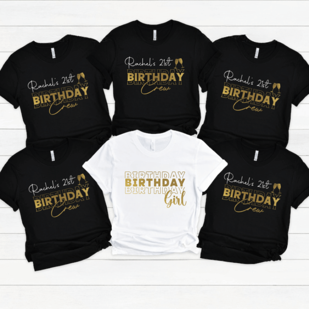 Golden Year Birthday Personalised T-Shirts 🎊👕✨ 1 Birthday Tshirts Matching Night Out - Mamazing