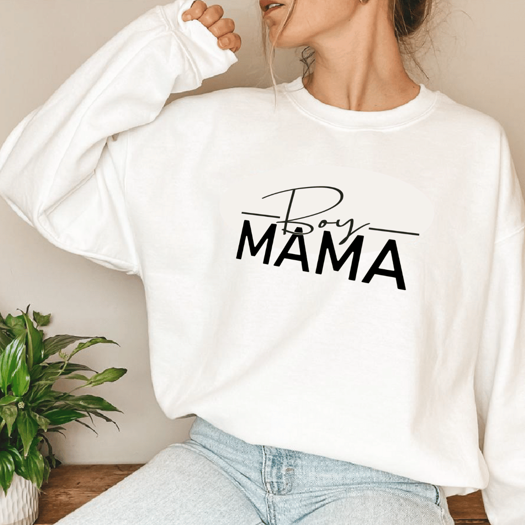 Chic 'Boy Mama' Sweatshirt 2 Boy Mama White Sweatshirt Mamazing