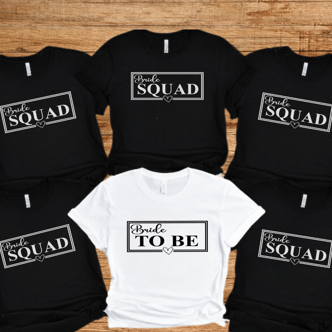 Bride Squad Hen Party T-shirts - Black 1 Bride Squad Hen Party T-shirts - Black - Mamazing