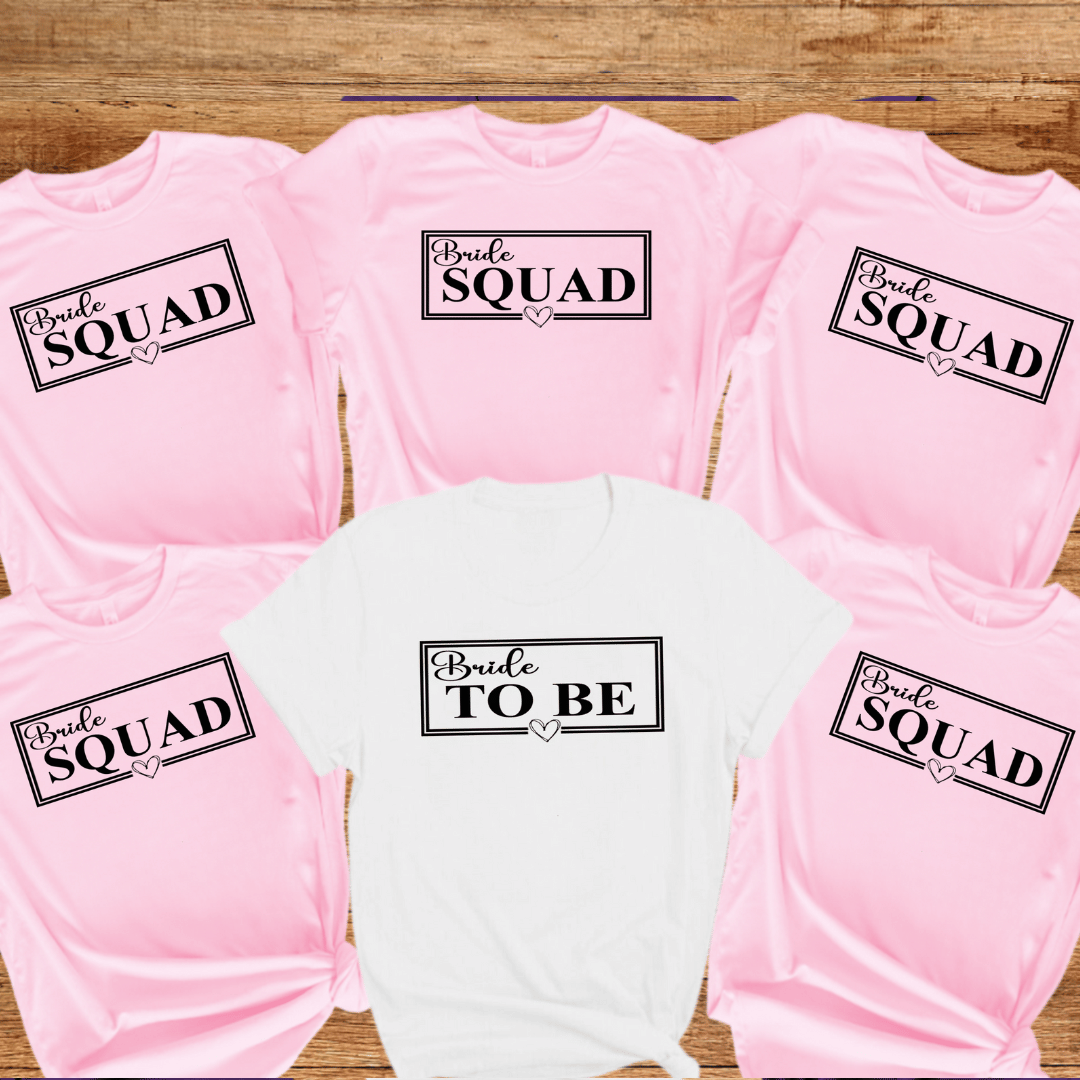 Bride Squad Hen Party T-shirts - Pink 1 Bride Squad Hen Party T-shirts - Pink - Mamazing
