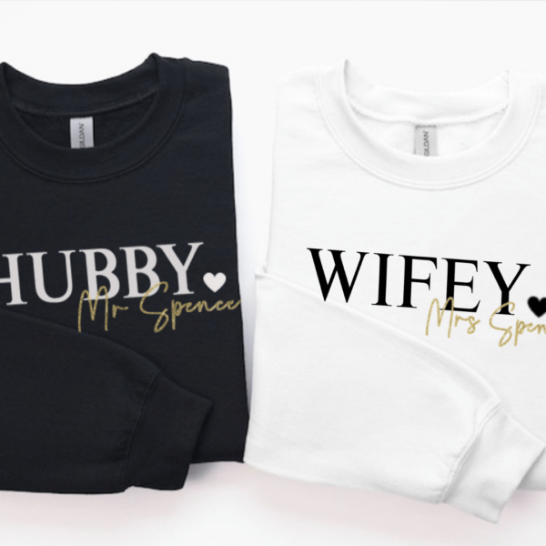 Hubby & Wifey Personalised Sweatshirt Set 3 Hubby & Wifey Jumpers Mamazing