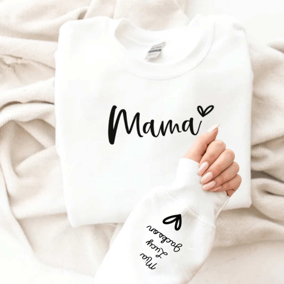 💖 "Mama's Embrace" Sweatshirt - Heartfelt Sleeve Edition 💖 1 Mama Loves Sleeve Sweatshirt - Mamazing