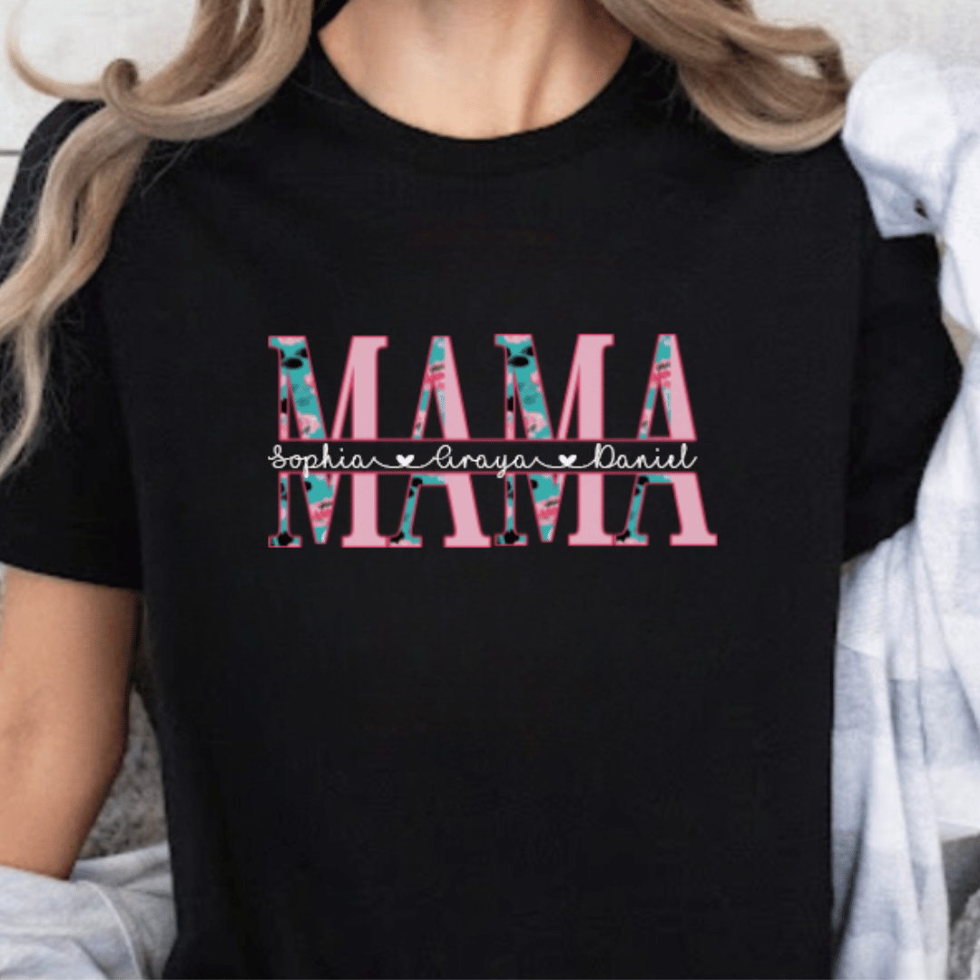Mum's Blooming Love Personalised Tee 🌸 1 Mum Flower Personalised Names - Mamazing
