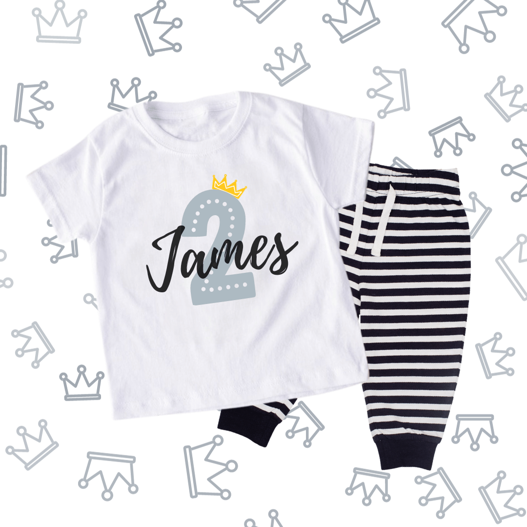 Royal Toddler Number Pyjamas 1 Number Crown Birthday Pyjamas - Mamazing