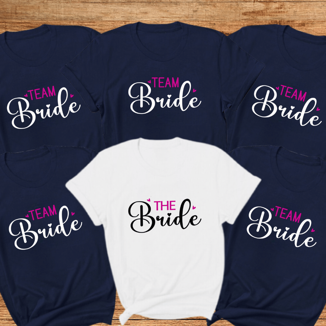 Team Bride Hen Party T-shirts - Navy 1 Team Bride Navy Tshirt