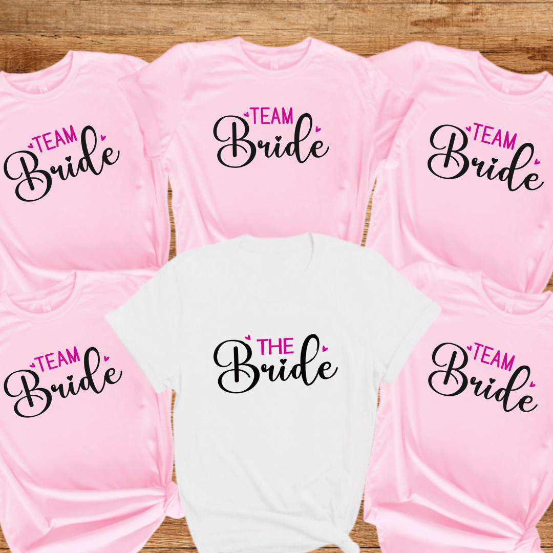 Team Bride Hen Party T-shirts - Pink 1 Team Bride Pink Tshirt