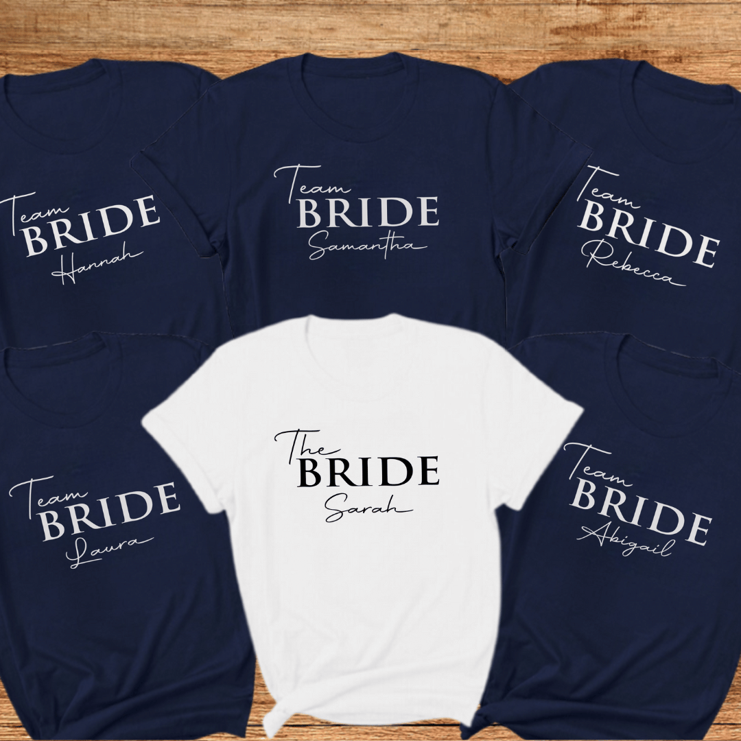 Personalised Hen Party T-shirts - Team Bride-Navy 1 Team Bride T-shirt Navy