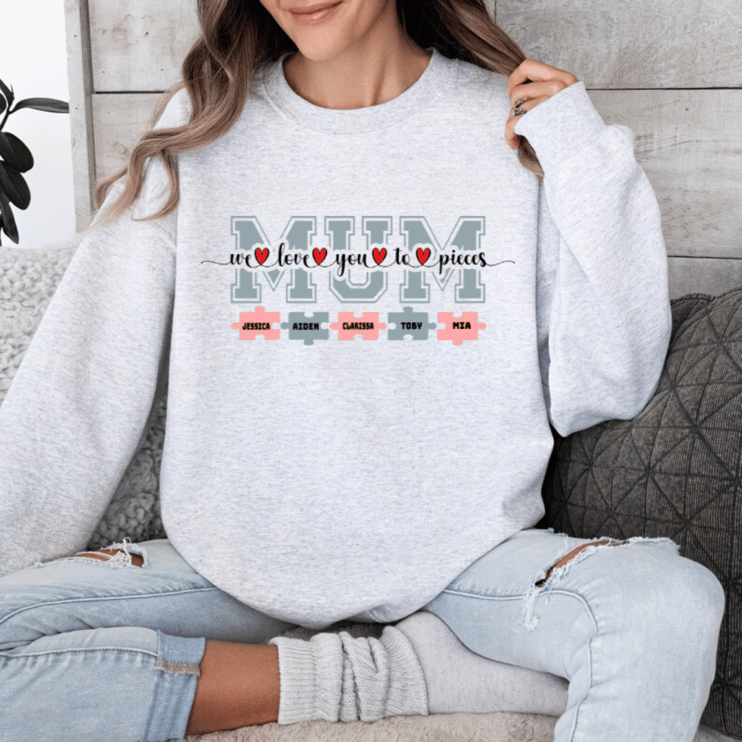 Mum Puzzle Piece Sweatshirt 2 We love you grey Sweatshirt