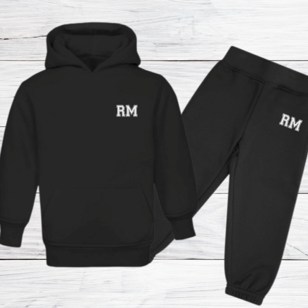 Personalised Monogram Tracksuit 6 kids black tracksuit Mamazing
