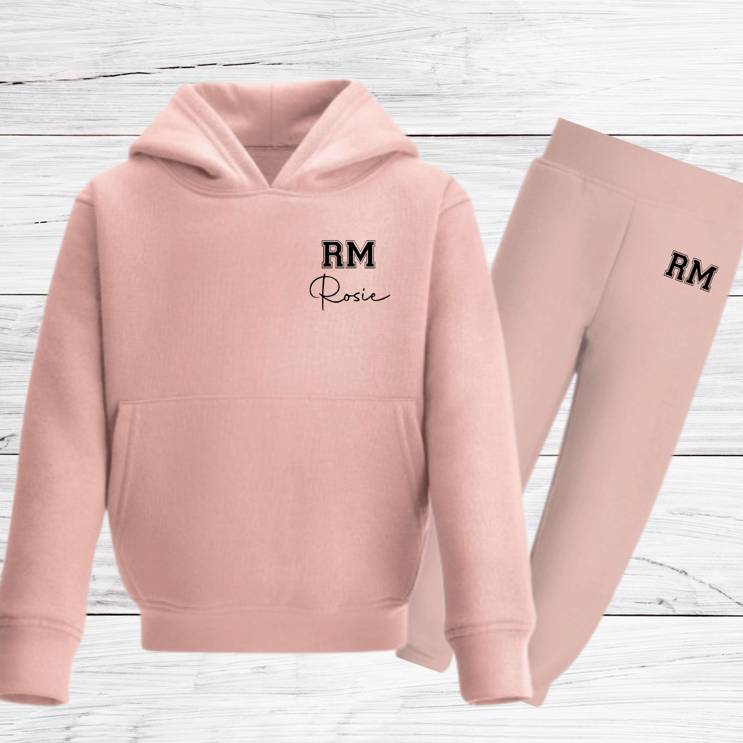 Monogrammed Classic Tracksuit 2 monogram kids pink tracksuit Mamazing