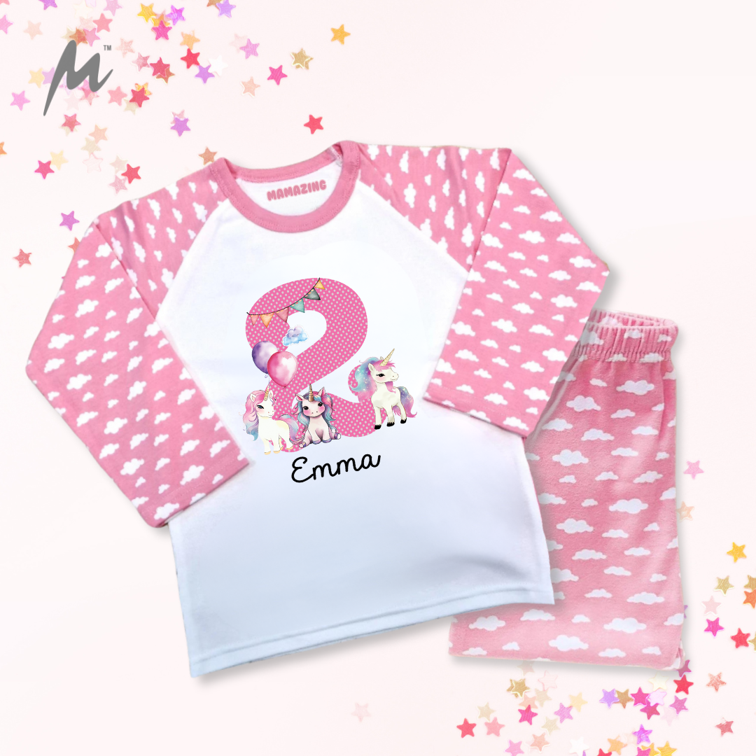 Birthday Pyjamas Number Age - Unicorn Celebration 3 Unicorn Party Birthday Pyjamas Age 1 - Mamazing