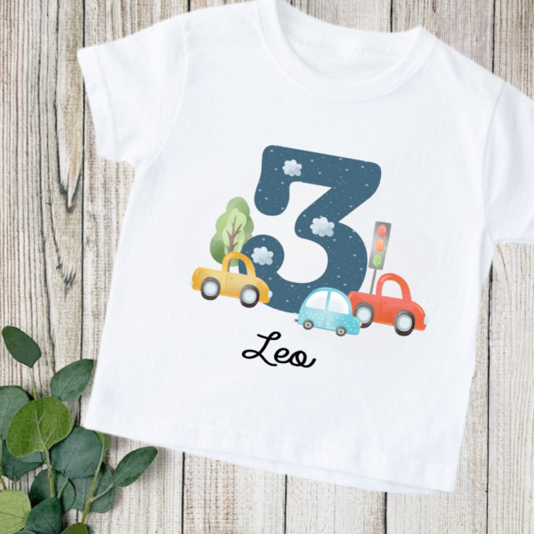 Car Number Tee Birthday Tshirt 5 Cars Birthday Number Tshirt