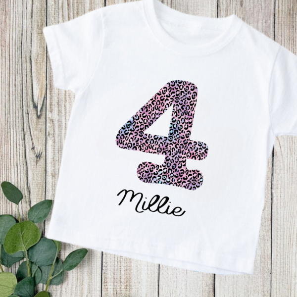 Pink Leopard Print Number Tees 4 Pink Leopard Print Number Tees