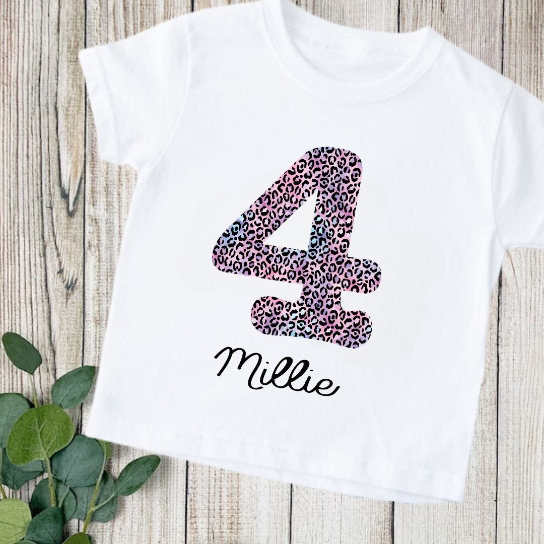 Pink Leopard Print Number Tees 2 Pink Leopard Print Number Tees
