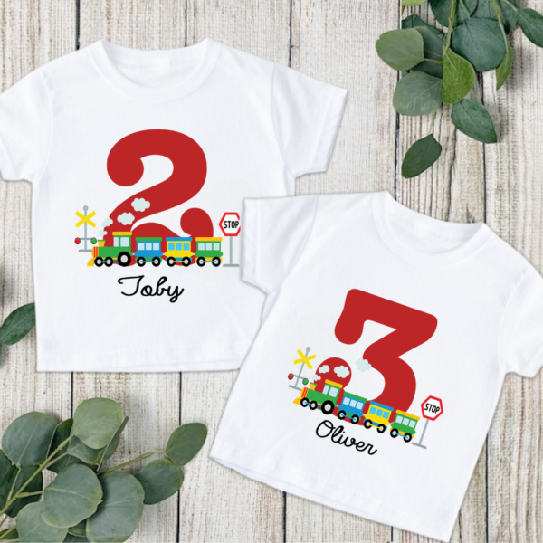 All Aboard the Birthday Express with Colorful Train Number Tees