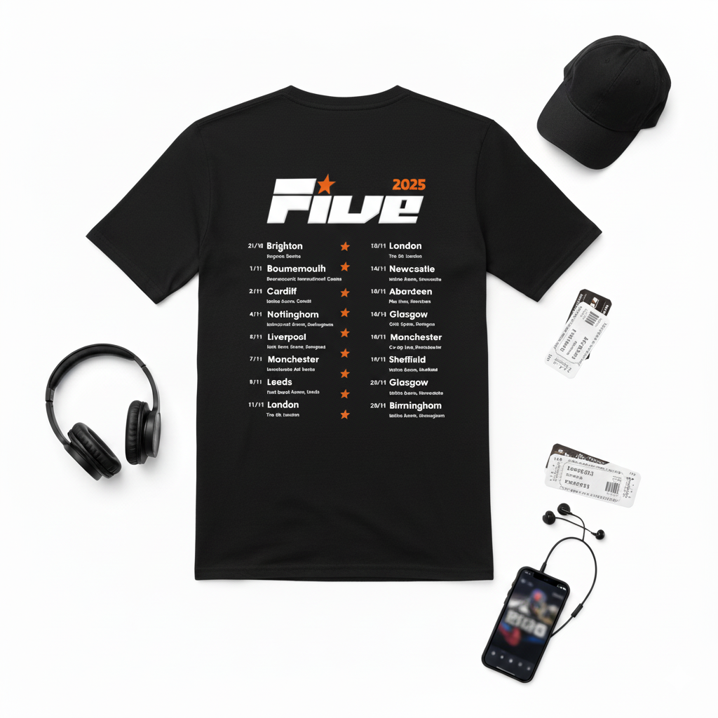 Five Tshirt - Keep On Moving Tour 2025 - Five T Shirts 7 Five T-Shirt – Keep On Moving Tour 2025