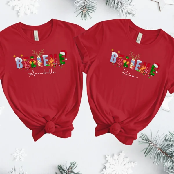 Personalised Believe Christmas T-Shirts | Matching Family Xmas Tops – Mamazing 7 Christmas T-shirts